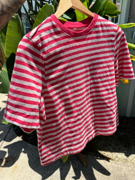 No brand Tops - Red and White Striped Short Sleeve Tee